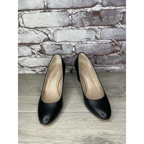 Shoes of Prey Black Leather Round Toe Pumps Block Heels Women’s Sz 4M US/34EU - Picture 2 of 16